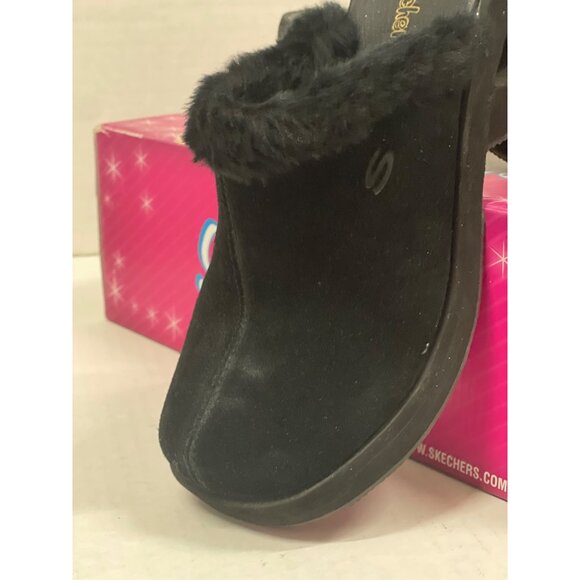 Skechers women’s spinners ll sandal suede and faux fur chunky heel size 9 - Picture 2 of 9